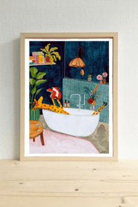 Affiche Girafe Baignoire