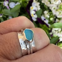 Image 2 of Blue Seaglass Spinner Ring Size L1/2