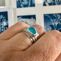 Image 3 of Blue Seaglass Spinner Ring Size L1/2
