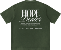 Image 2 of Heavyweight Vintage "HOPE DEALER" T-Shirt - Army Green 430gsm|12.7oz