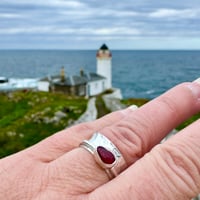 Image 1 of Red Seaglass Spinner Ring Size N