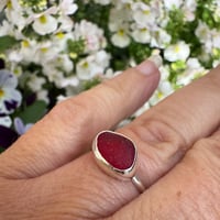 Image 2 of Petite Red Sea Glass Ring Size N