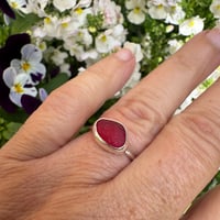 Image 1 of Petite Red Sea Glass Ring Size N