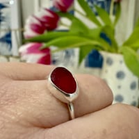 Image 3 of Petite Red Sea Glass Ring Size N