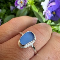Image 2 of Petite Blue Sea Glass Ring Size O1/2