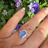 Image 1 of Petite Blue Sea Glass Ring Size O1/2