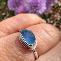 Image 2 of Petite Blue Sea Glass Ring Size N