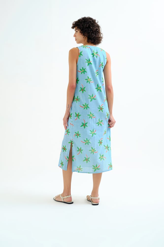 Image of Vestido midi con estampado palmeras.
