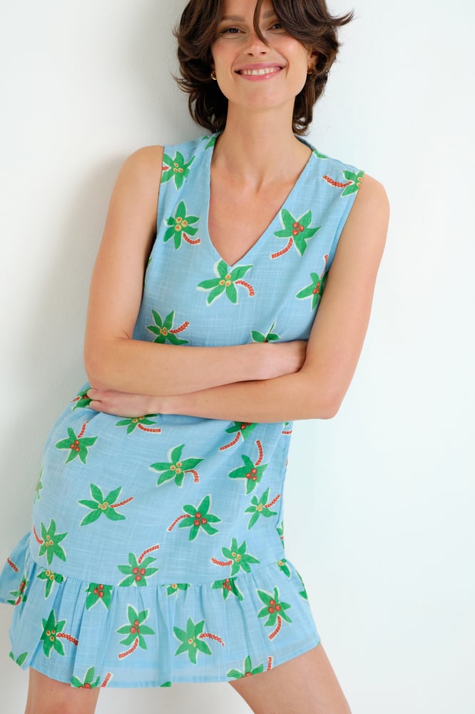 Image of Vestido corto estampado Palmeras 