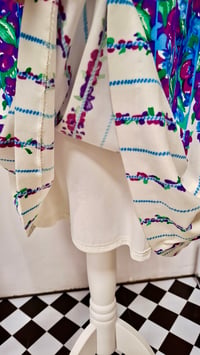 Image 5 of Vintage 70s Gideon Oberson Design Purple Floral Fit and Flare Dress (Size 10-12)