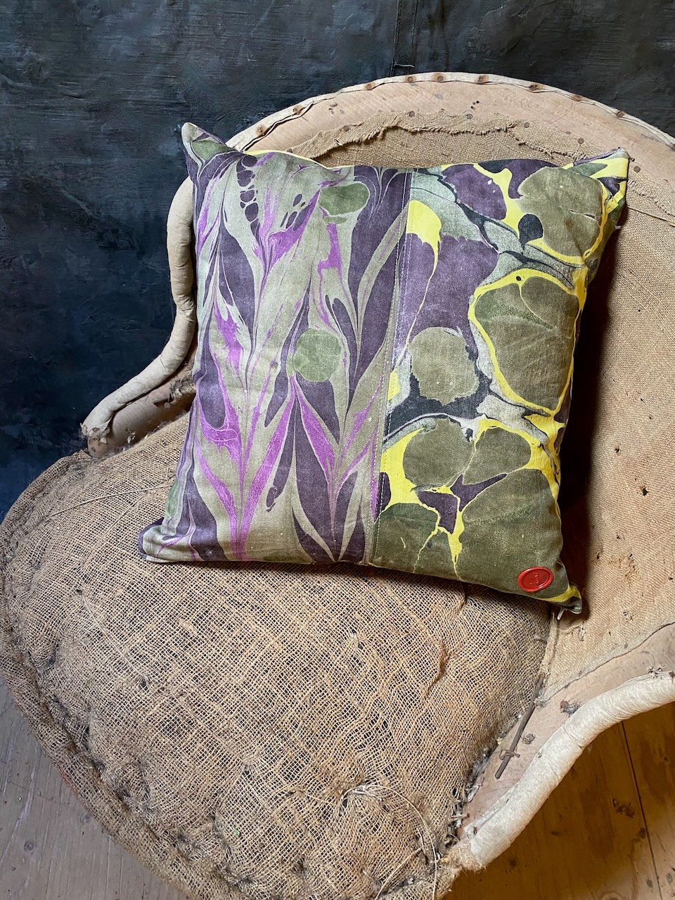 Image of hand marbled one of a kind pillow - no. 01