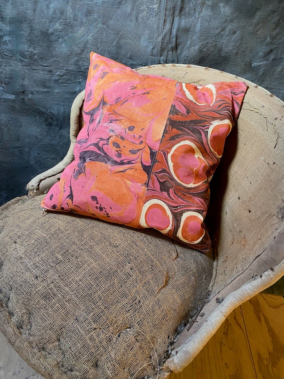 Image of hand marbled one of a kind pillow - no. 02