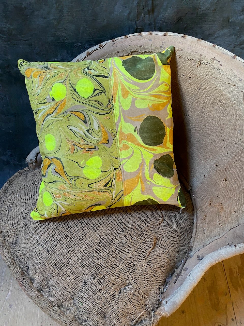 Image of hand marbled one of a kind pillow - no. 03