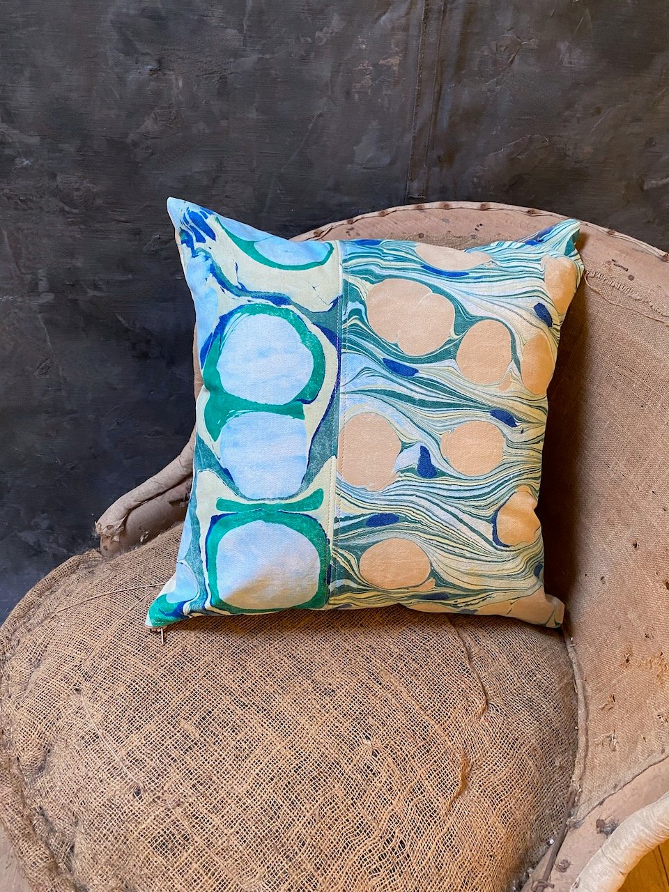 Image of hand marbled one of a kind pillow - no. 04