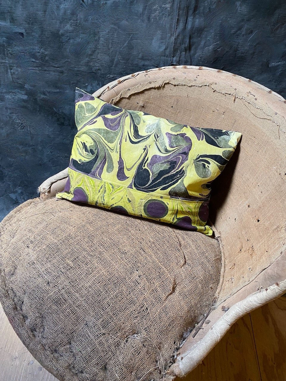Image of hand marbled one of kind pillow - no. 08