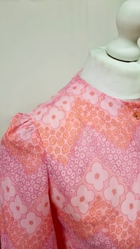 Image 3 of Vintage 1970 St Michael Pink Floral Button Down Mini Dress (Size 10)