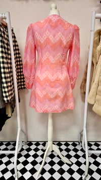 Image 2 of Vintage 1970 St Michael Pink Floral Button Down Mini Dress (Size 10)