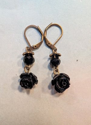 Image of Victorian Mourning Inspired ~ Black Roses & Obsidian Skull