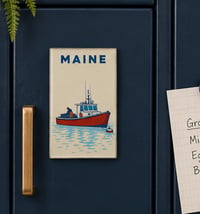Image 1 of Maine Lobster Boat Magnet - Acrylic Magnet