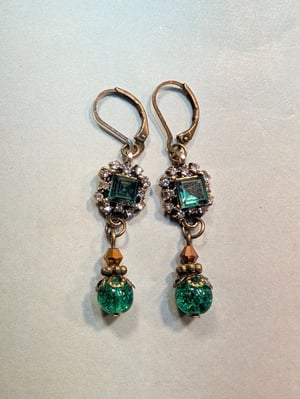 Image of Eat The Rich! ~ Faux Emerald Bling on Antique Bronze Ball Chain