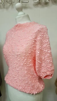 Image 2 of Vintage 80s In Form Pink Bobbly Knit Batwing Top (Size S/M)