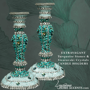 Image of Swarovski Crystal and Turquoise Candle Holder