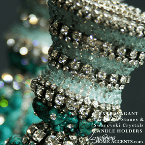 Image of Swarovski Crystal and Turquoise Candle Holder