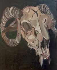 Image 1 of "Ram Skull", 12"x16" Oil Painting 