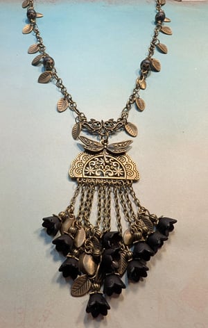 Image of Dragonfly ~ Victorian Mourning Inspired ~ Black Lily of the Valley Waterfall...