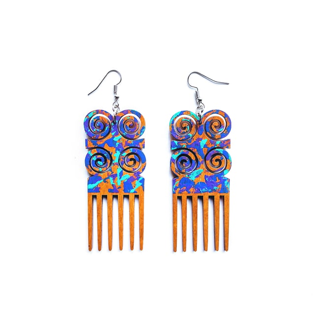 Graffiti Adinkra Comb Earrings 
