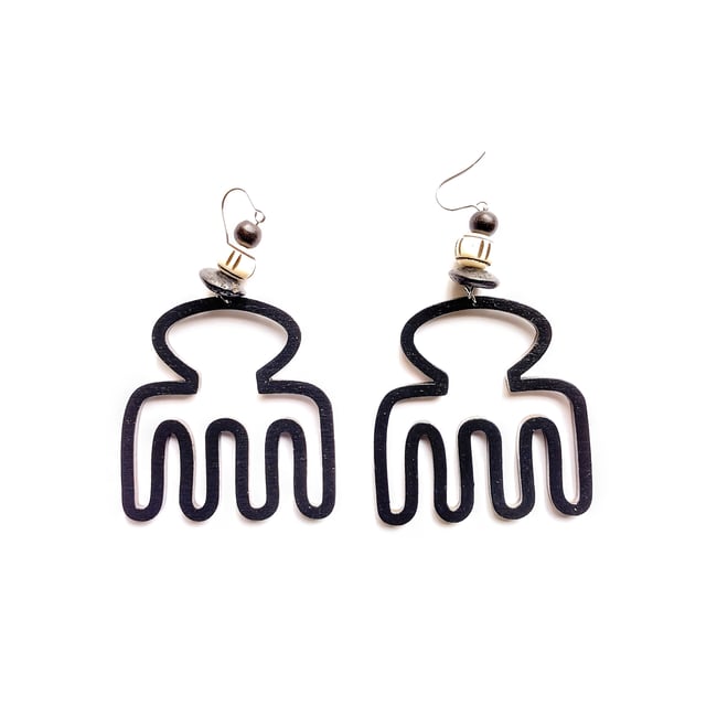 Afro Pick Wood Earrings | Black
