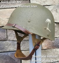 Image 17 of WWII M2 Dbale US Airborne 551st PIB. Front Seam Helmet & SC Paratrooper liner.