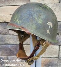 Image 1 of WWII M2 Dbale US Airborne 551st PIB. Front Seam Helmet & SC Paratrooper liner.
