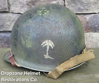 Image 2 of WWII M2 Dbale US Airborne 551st PIB. Front Seam Helmet & SC Paratrooper liner.