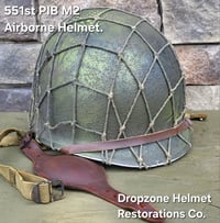 Image 10 of WWII M2 Dbale US Airborne 551st PIB. Front Seam Helmet & SC Paratrooper liner.