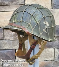 Image 7 of WWII M2 Dbale US Airborne 551st PIB. Front Seam Helmet & SC Paratrooper liner.