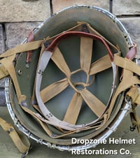 Image 18 of WWII M2 Dbale US Airborne 551st PIB. Front Seam Helmet & SC Paratrooper liner.
