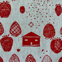Image 3 of Set of 2 “Strawberry" Linen Napkins 