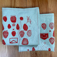 Image 2 of Set of 2 “Strawberry" Linen Napkins 