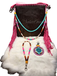 Image 2 of Cow Print and Hot Pink Crossbody bag 