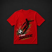 Image 1 of I love soccer red tshirt