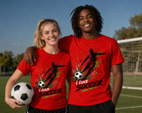 Image 2 of I love soccer red tshirt