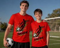 Image 3 of I love soccer red tshirt