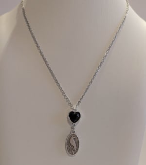 Image of I Heart Ravens ~ Black Hearted Raven Lover Necklace Set