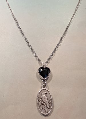 Image of I Heart Ravens ~ Black Hearted Raven Lover Necklace Set