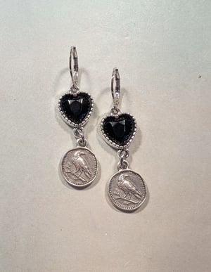 Image of I Heart Ravens ~ Black Hearted Raven Lover Necklace Set