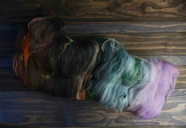 Black Cat Alley Luxury Art Batt #1 - Polwarth, Border Leicester, and Silk