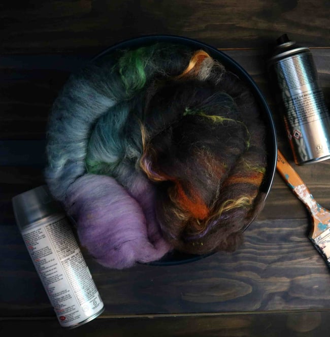 Black Cat Alley Luxury Art Batt #4 - Polwarth, Border Leicester, and Silk