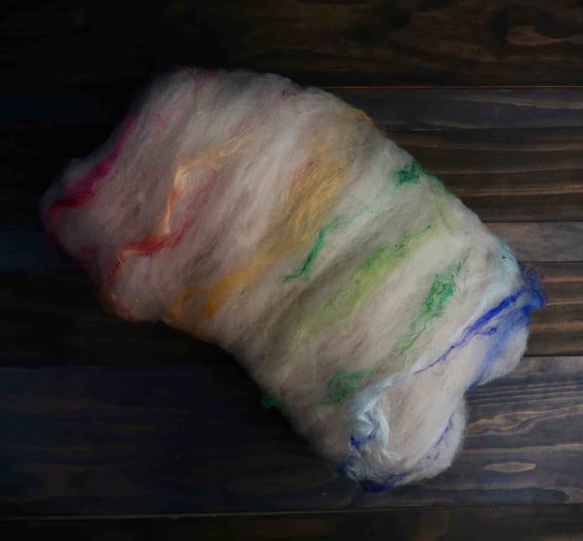 Graffiti Luxury Art Batt #3 - Romeldale Farm Wool and Silk