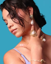 Image 2 of Aqua Pearls Clip On